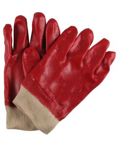 RED PVC KNIT WRIST GLOVES
