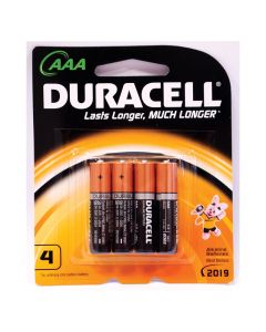 DURACELL ALKALINE AAA BATTERIES - 4 PACK